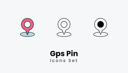 Gps Pin Icons thin line and glyph vector icon stock illustration