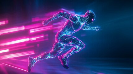 Obraz premium Neon Runner Digital Athlete In Motion Speed
