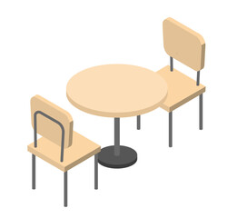 テーブルと椅子のアイソメトリック、インテリアのアイソメ
