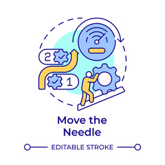 Move the needle multi color concept icon. Business performance, progress. Workflow, management. Round shape line illustration. Abstract idea. Graphic design. Easy to use in infographic