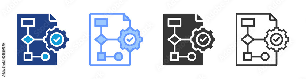 Aufkleber Workflow Optimization icon set multiple style collection