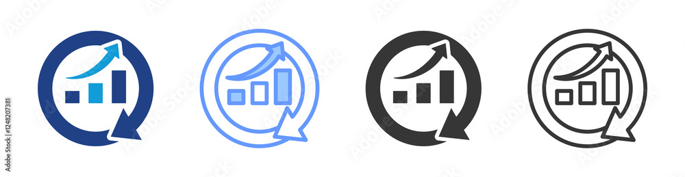 Poster Continuous Improvement icon set multiple style collection
