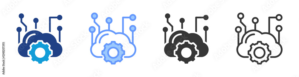 Aufkleber Cloud Computing icon set multiple style collection