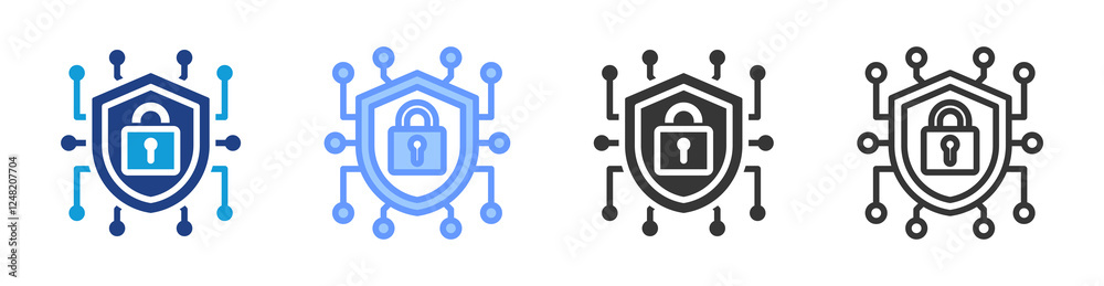 Aufkleber Cyber Security icon set multiple style collection