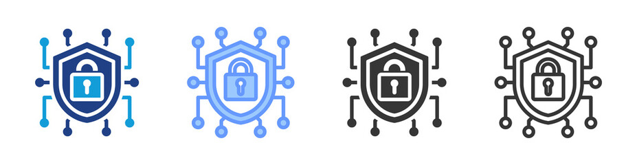 Cyber Security icon set multiple style collection