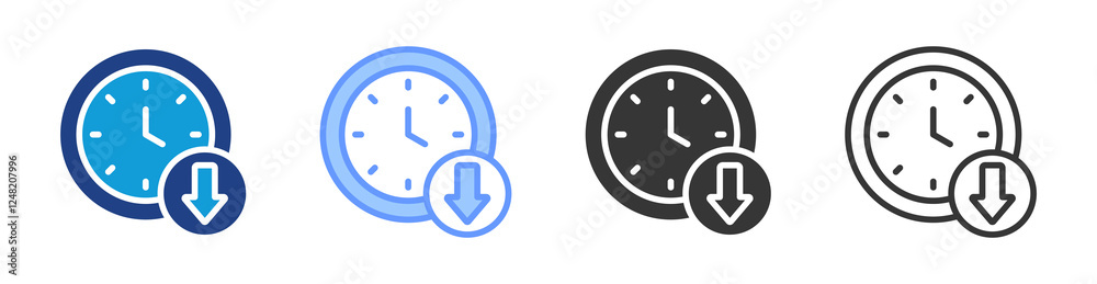 Poster Time Reduction icon set multiple style collection