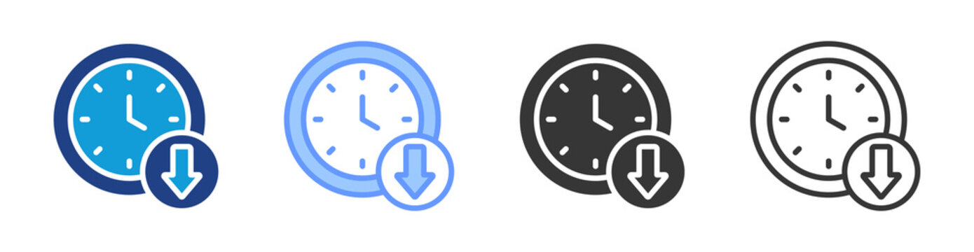 Time Reduction icon set multiple style collection