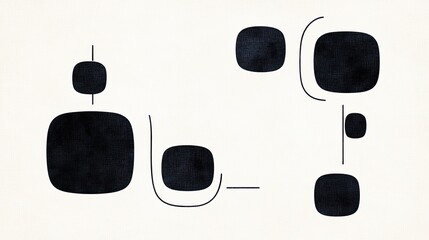 Abstract geometric shapes in black on a light background, creating a modern artistic composition