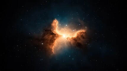 Stunning cosmic nebula illuminated by bright stars in a starry night sky, showcasing celestial beauty