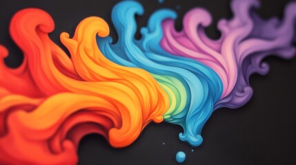 Fototapeta premium Colorful plumes surge across a dark backdrop showcasing vibrant hues from red to purple in a dynamic artistic display of fluid movement