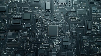 Fototapeta premium Electronic components background with Circuit board with resistor microchip, AI generated image