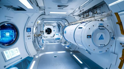 futuristic spaceship corridor interior - futuristic design