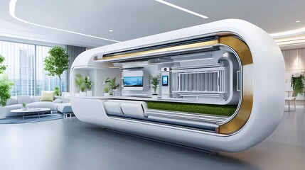 Obraz premium futuristic smart home pod interior design - smart home technology