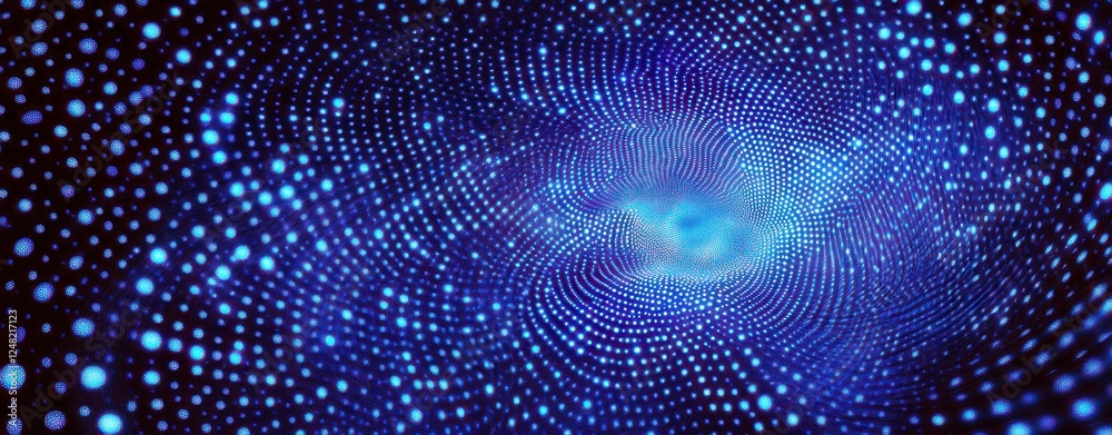 Poster vibrant abstract background with blue circles and swirling patterns creating a sense of depth and mo