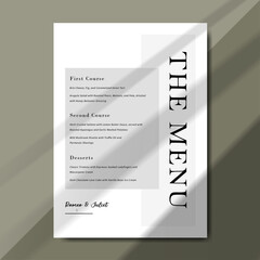 Minimalist wedding menu template with an elegant touch, perfect for a beautifully designed wedding card menu. he template size is 5" x 7"