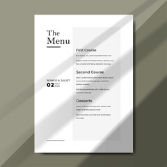 A modern and stylish wedding menu design, featuring a minimalist and editable layout for a classy celebration. he template size is 5" x 7"