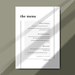 Minimalist and elegant wedding menu template design. Editable menu template design perfect for wedding card menu. Template size 5" x 7"