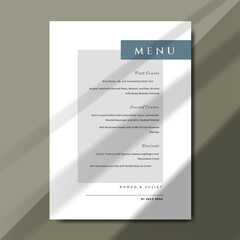 Minimalist Wedding Menu Template. Editable menu template perfect for dinner menu and elegant receptions. Template size 5" x 7"