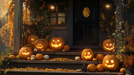 Obraz premium halloween pumpkin on a house