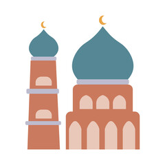 simple mosque hand drawn design illustration isolated on white background. colorful mosque image.