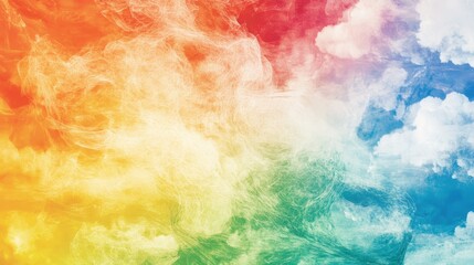 Fototapeta premium An ethereal blend of vibrant hues creates a dreamlike effect Delicate wisps of white float across a gradient of colors evoking a sense of wonder
