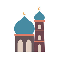 Obraz premium simple mosque hand drawn design illustration isolated on white background. colorful mosque image.