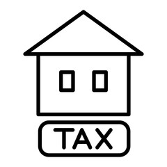 Fixed property tax  image icon. There are a house and a tax.