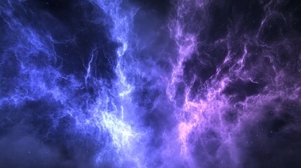Naklejka premium A cosmic expanse unfolds painted with hues of vibrant purples and blues revealing the breathtaking beauty of a distant nebula in space