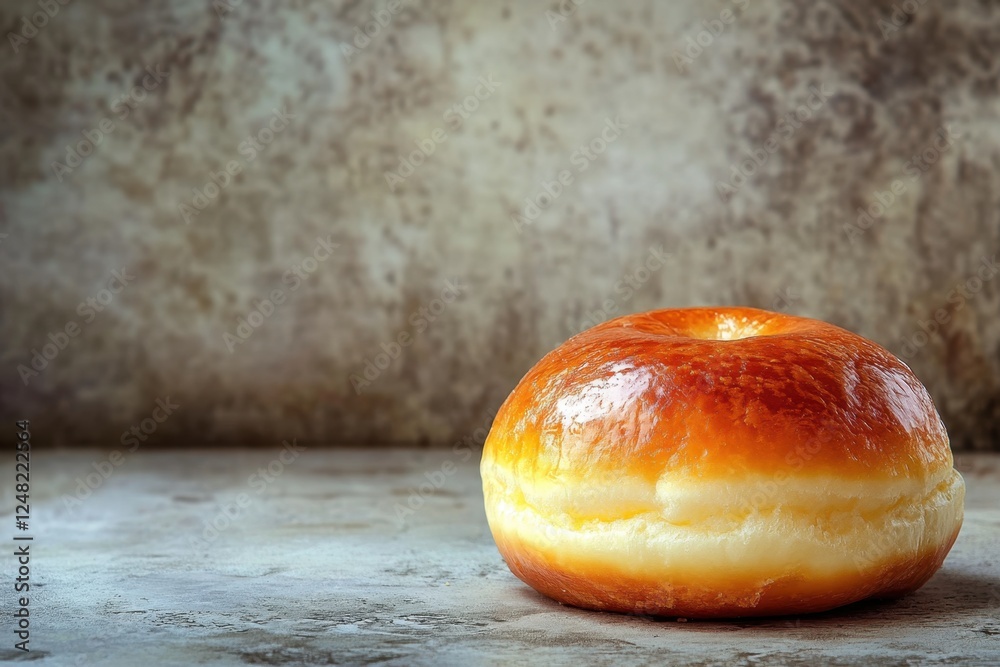 Wall mural A single glazed donut is placed on a surface