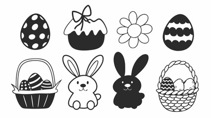 Fototapeta premium Easter Vector, Happy Easter Vector, Easter Silhouette Vector, Bunny Vector, Easter Elemet