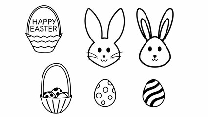 Obraz premium Easter Vector, Happy Easter Vector, Easter Silhouette Vector, Bunny Vector, Easter Elemet