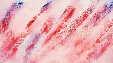 Fototapeta premium Soft watercolor background with abstract red and blue brushstrokes on textured paper