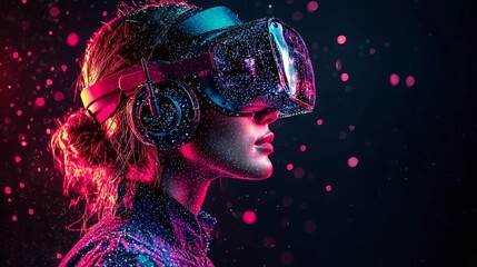 Futuristic Surgeon Performs Virtual Using VR Glasses and Glowing Medical Graphics