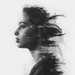 Fototapeta premium A woman's face is blurred and distorted