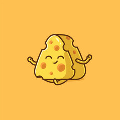 Simple cute cheese practicing yoga cartoon vector illustration Collection of cheese activities concept icon isolated