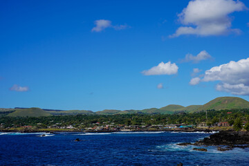 Naklejka premium View of Hanga Roa, Rapa Nui, Easter Island, Chile