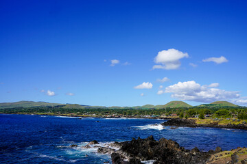 View of Hanga Roa, Rapa Nui, Easter Island, Chile