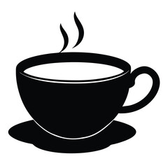 cup of tea silhouette illustration on white background