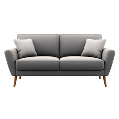 Gray sofa. Transparent background. PNG 