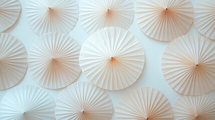 Elegant Paper Fans in Subtle Shades on a Minimalist Wall