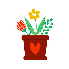 Bright and Colorful Potted Flowers Featuring a Charming Heart Design for Home Decor