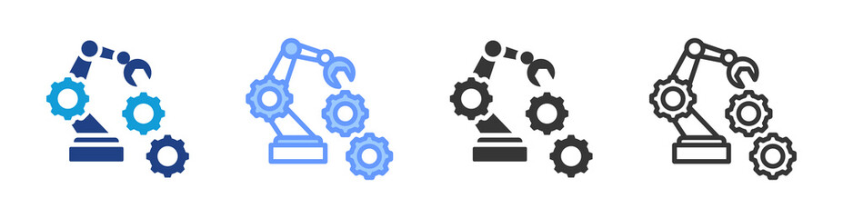 Robotics Integration icon set multiple style collection