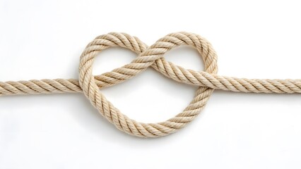 Obraz premium Simple Beige Rope Heart Knot Elegant, Natural, and Crisp Design V7