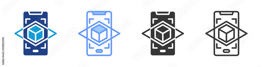 Poster augmented reality icon set multiple style collection