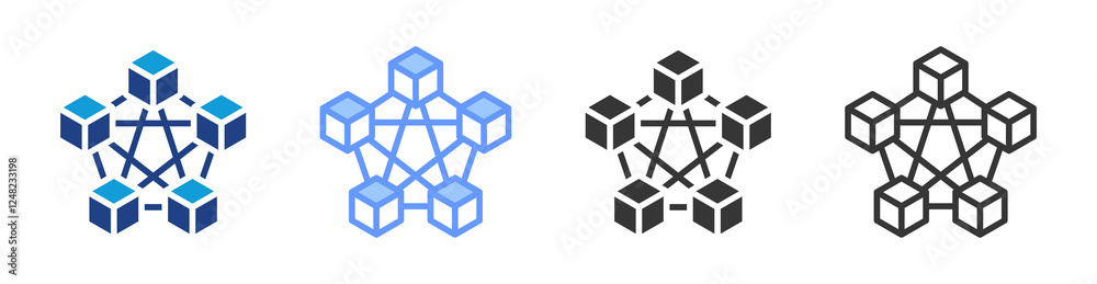 Aufkleber blockchain technology icon set multiple style collection