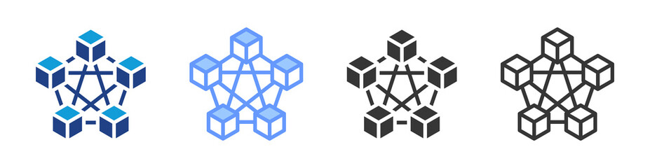Blockchain Technology icon set multiple style collection