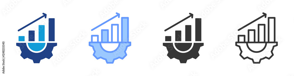 Poster lean manufacturing icon set multiple style collection