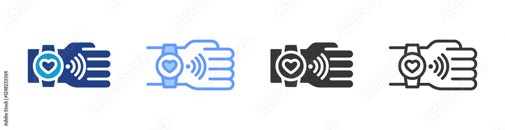 Poster smart wearable icon set multiple style collection