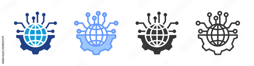 Aufkleber Digital Transformation icon set multiple style collection