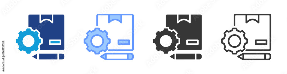 Poster Customized Production icon set multiple style collection